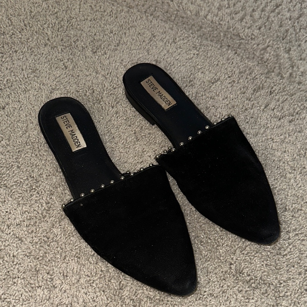 Steve Madden Black Studded Mules
